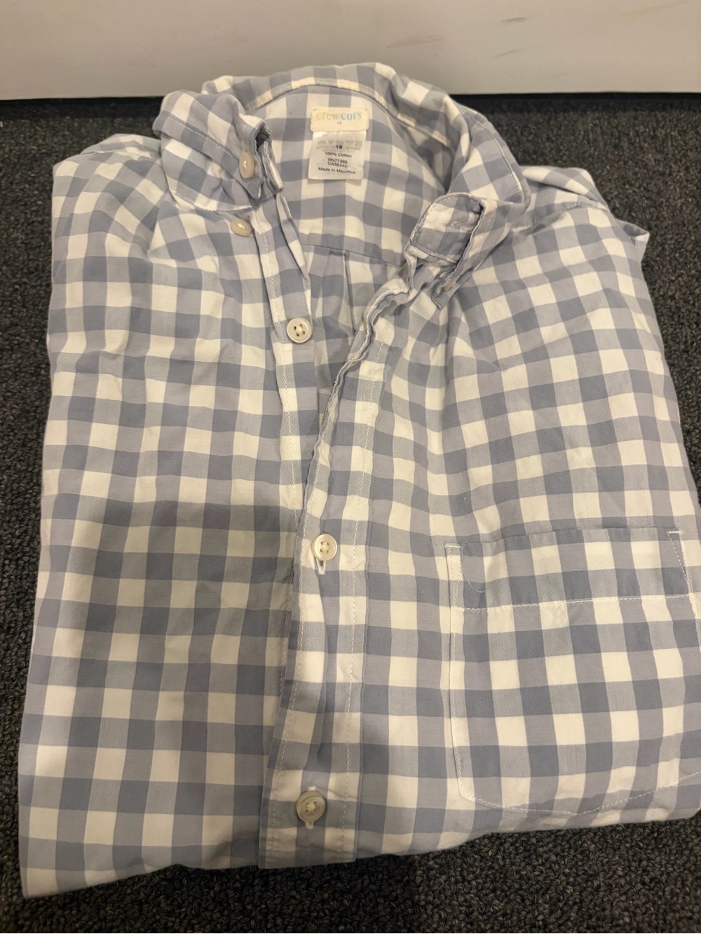 Crewcuts Light Blue and White Gingham Button-Down Shirt